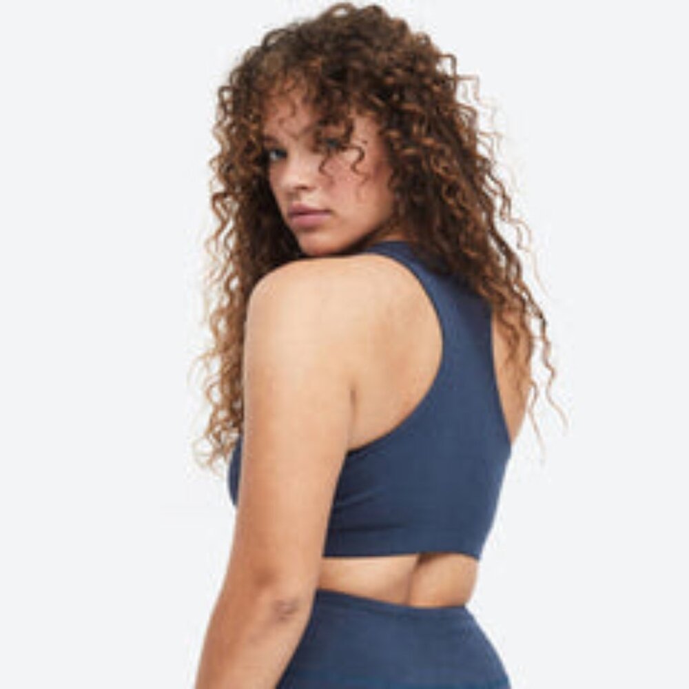 MATE the Label Organic Stretch Sports Bra in Midnight, Size S, NWT